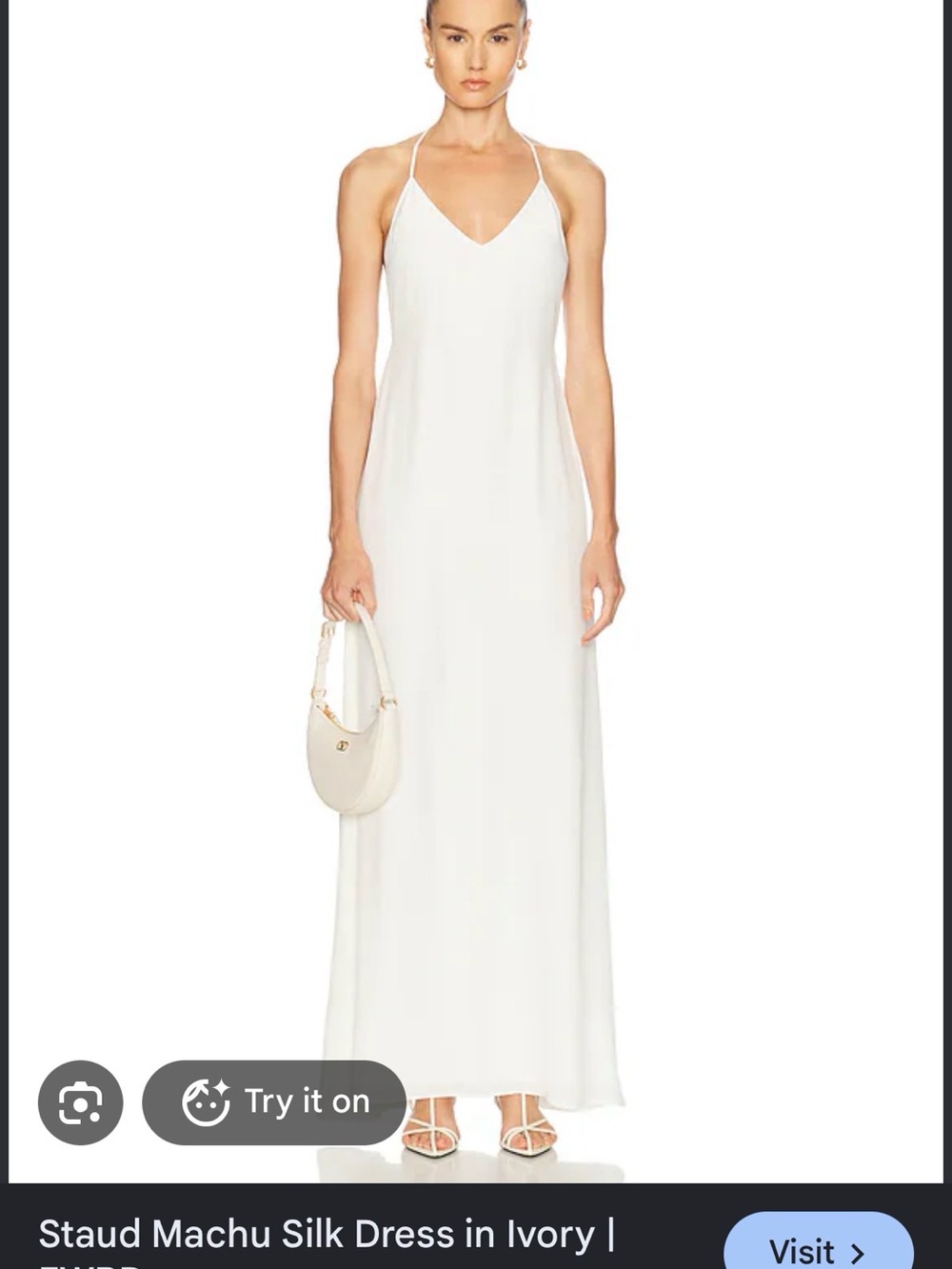 STAUD white silk slip maxi dress